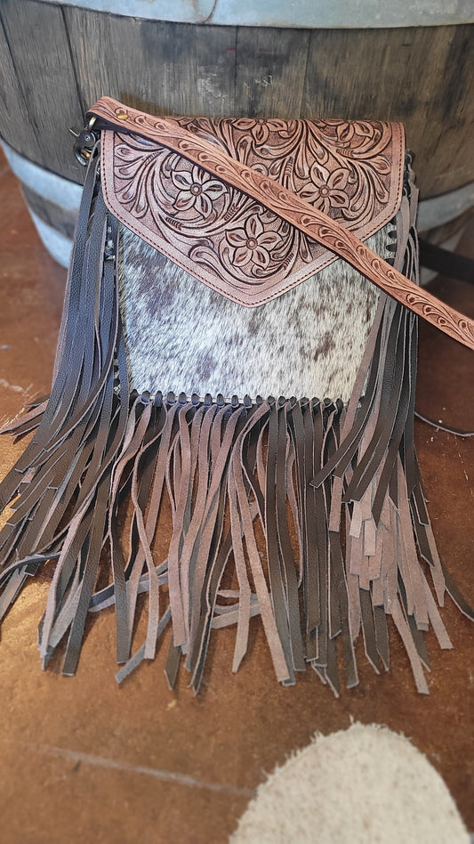 Cowhide crossbody