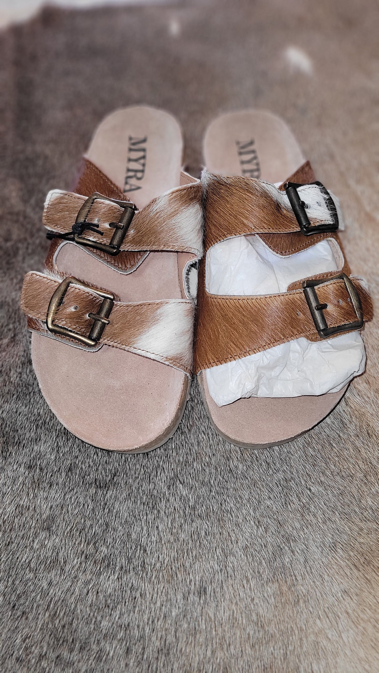 Cowhide Sandals Size 7