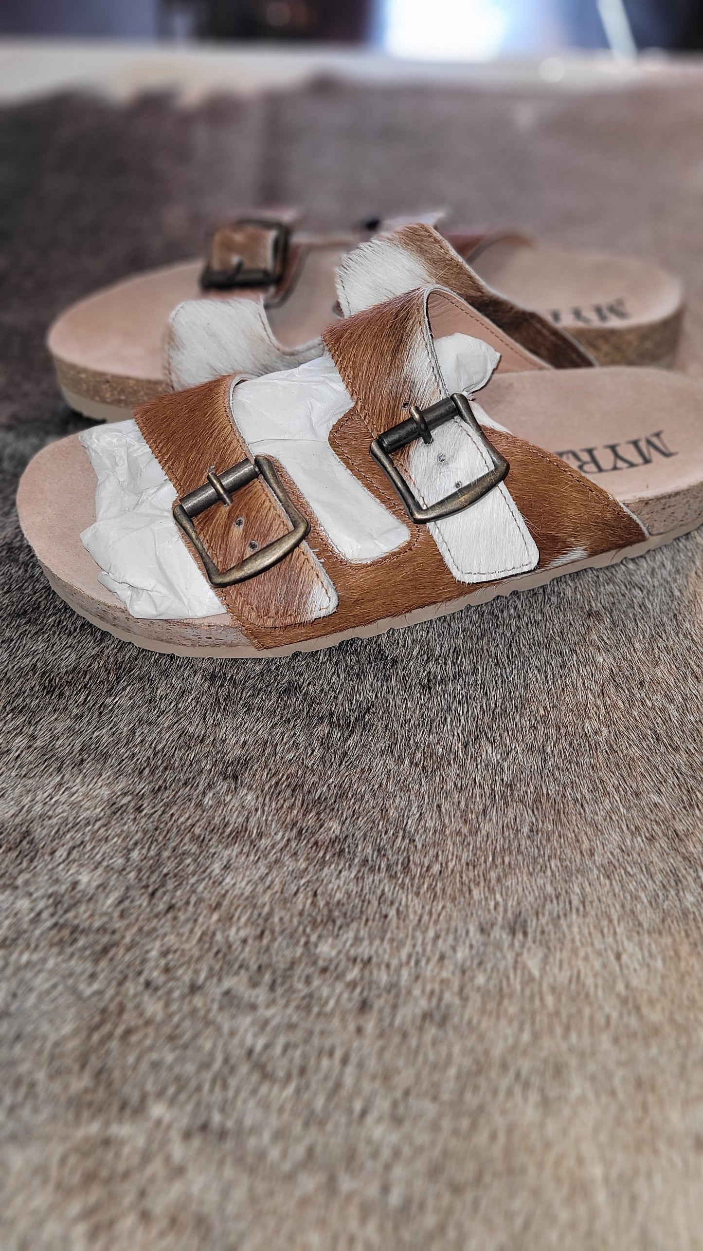 Cowhide Sandals Size 7