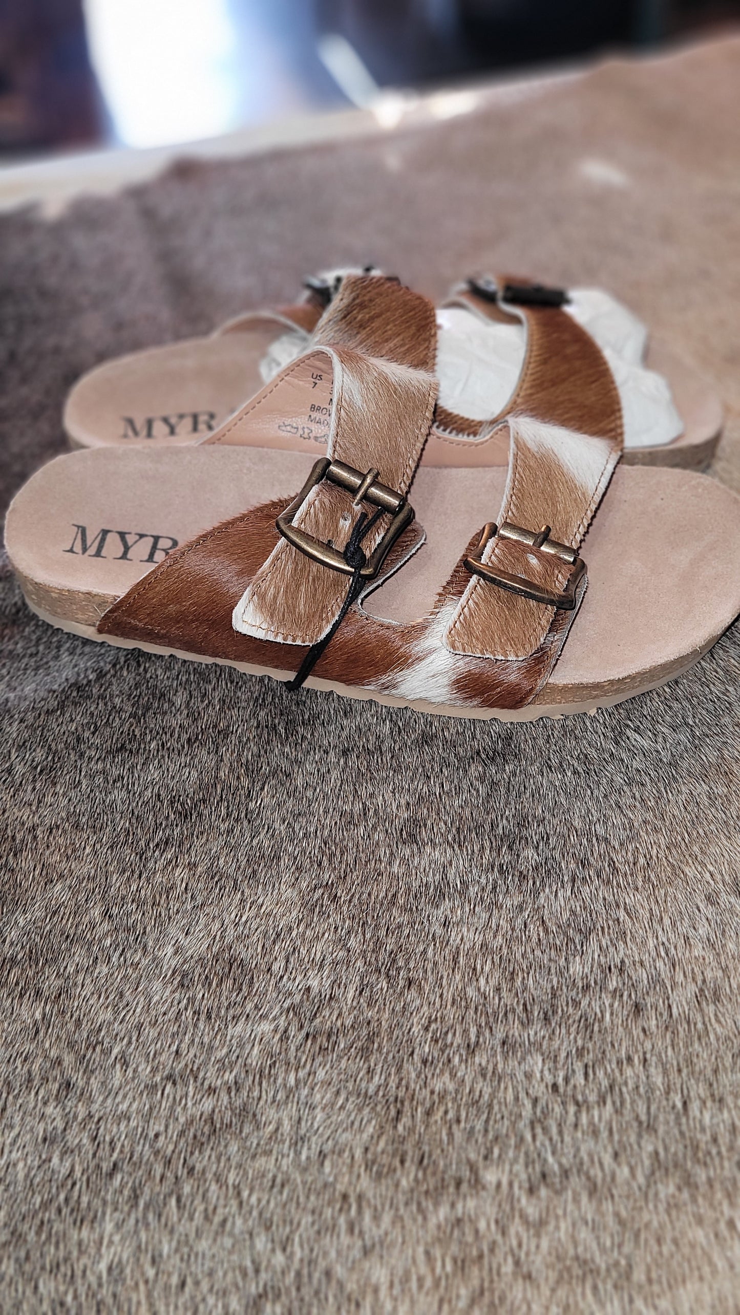 Cowhide Sandals Size 7